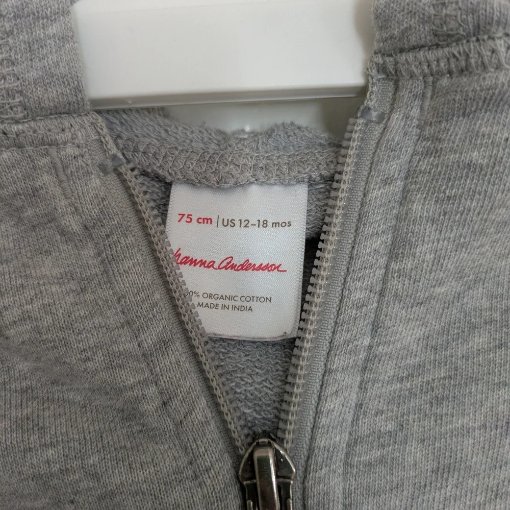 Hanna Andersson Gray Baby Bear Ears Zip Hoodie